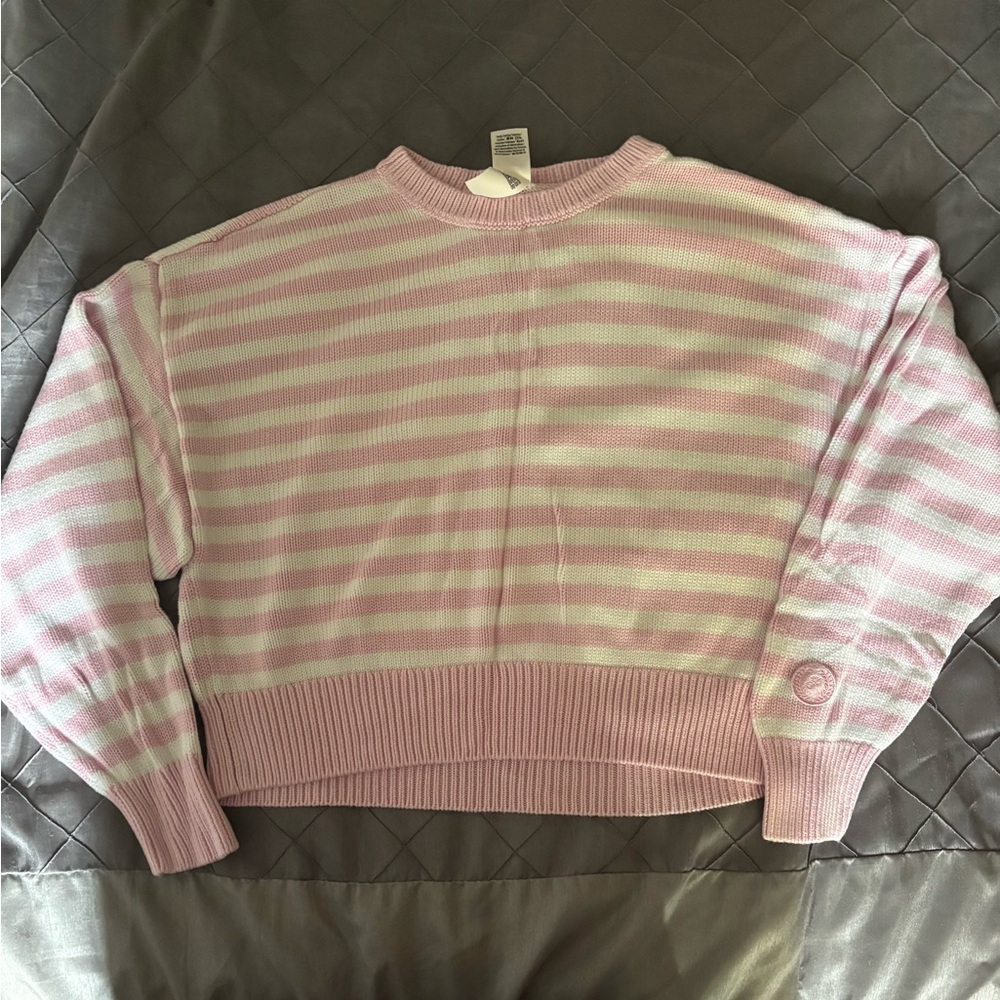 PINK Victoria's Secret Light Pink and White Striped Sweater